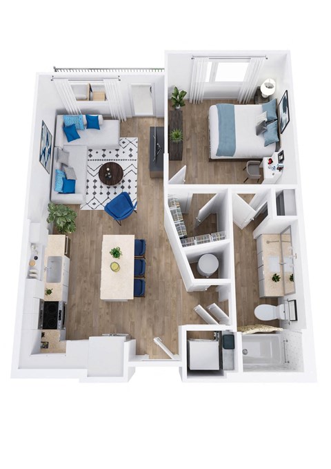 an overhead view of our 1 bedroom apartment at the residences at silver hill in suitland md
